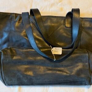 Sseko black leather bag